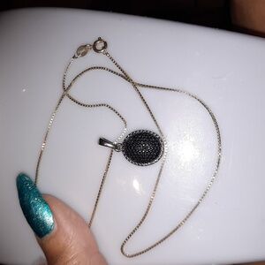 New Genuine BLUE 💎 Diamond Pendant Solid Sterling silver 16" Box Chain